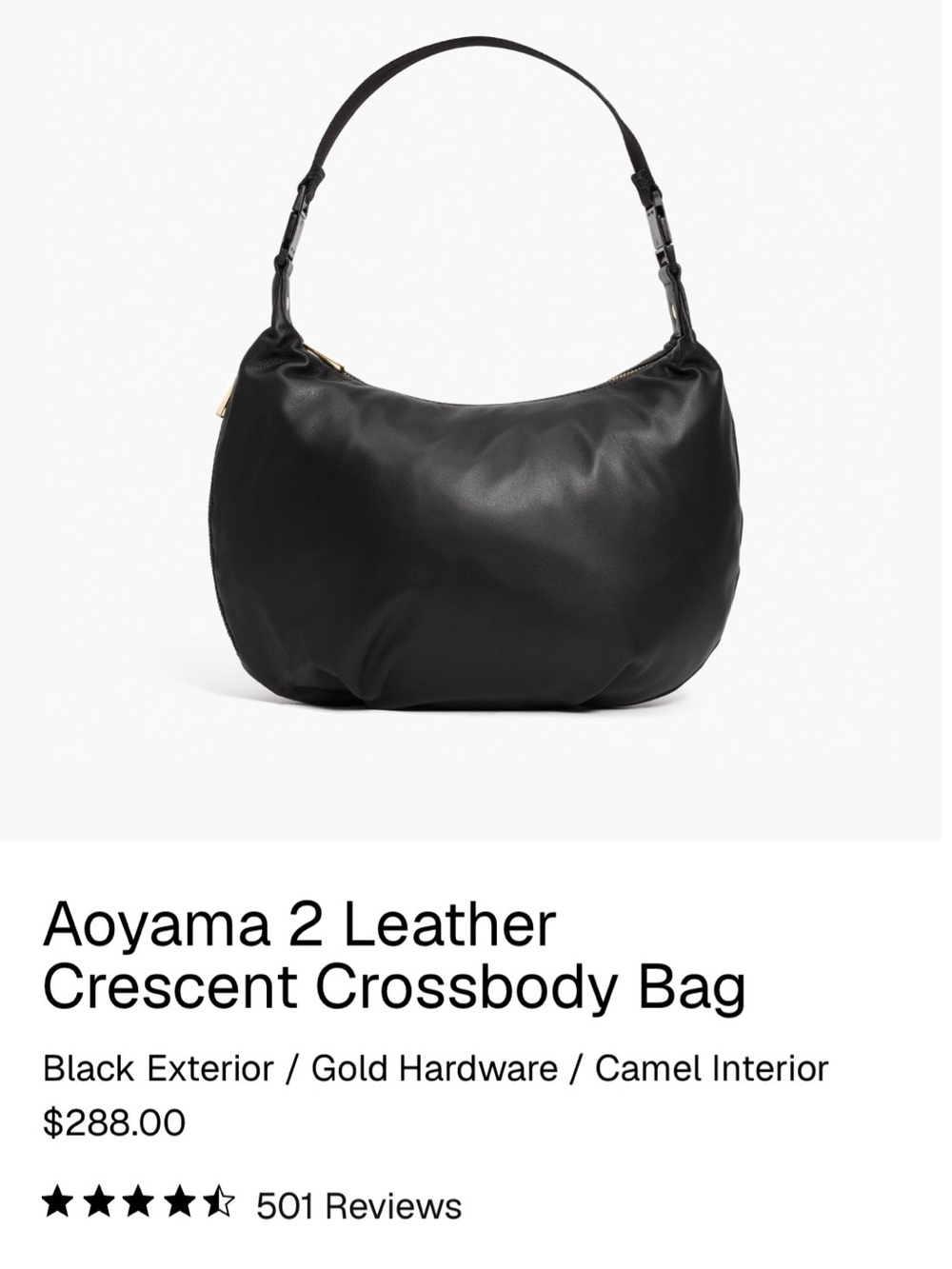 Lo & Sons Aoyama 2 Sheepskin Leather Crescent Crossbody Bag - Black with gold
